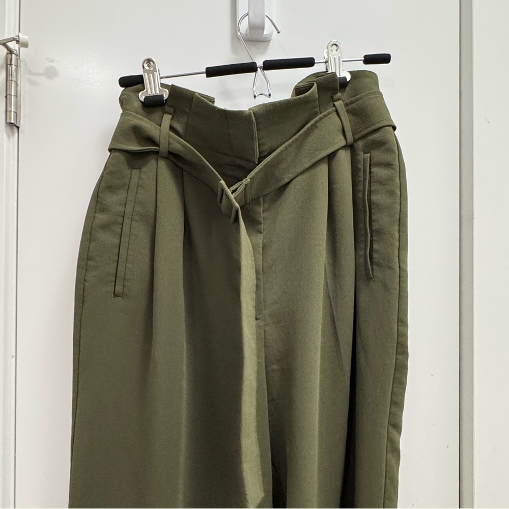 Wilfred Olive Green Wide-Leg Pants with Belt size 10 tall with inseam 33” - Picture 3 of 11